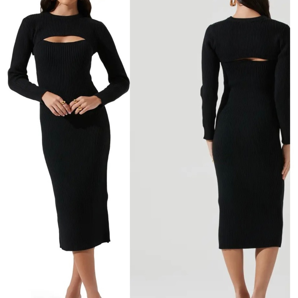 ASTR long sleeve cut out sweater dress